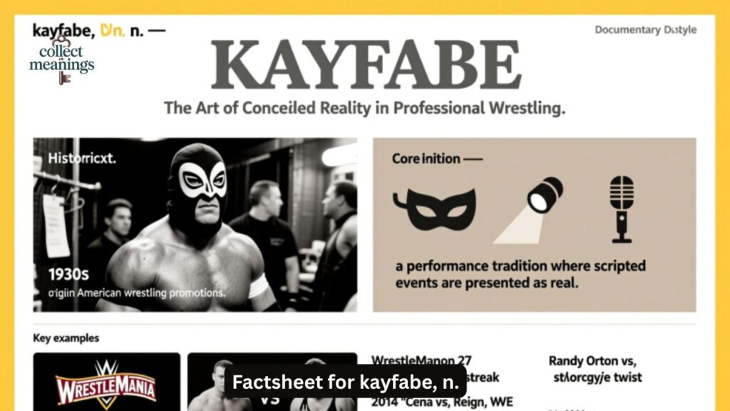 Factsheet for kayfabe, n.
